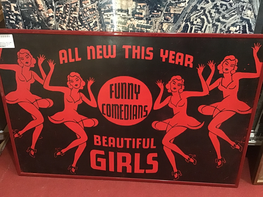 AFFICHE BEAUTIFULL GIRLS FUNNY COMEDIANS EN NOIR ET ROUGE CADRE BORDEAU 68 X 103