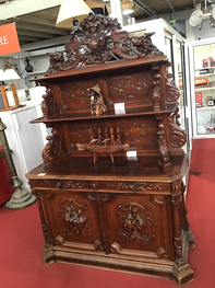 BUFFET DE CHASSE CHENE STYLE RENAISSANCE 2P + 2T 155 X 60 X H 238 CM
