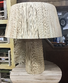 LAMPE EN RAPHIA NATUREL ET NOIR GM