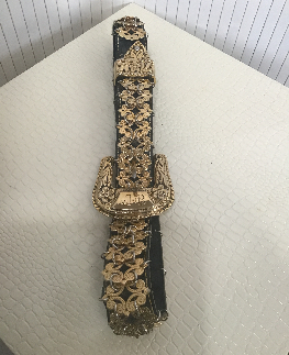JOSE COTEL ceinture cuir et mtal dor