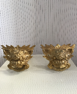 PAIRE DE CHIENS DE FO PIERRE DURE SERPANTINE VERTE - CHINE
