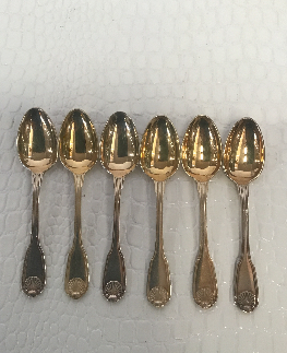 ARGENT MINERVE VERMEILLE srie de 6 cuillres a caf 93 grammes