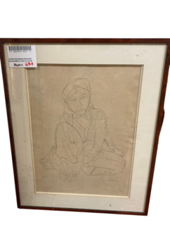 CADRE PERSONNAGE ASIATIQUE ENCADREMETN LOUPE 51 X 40 CM