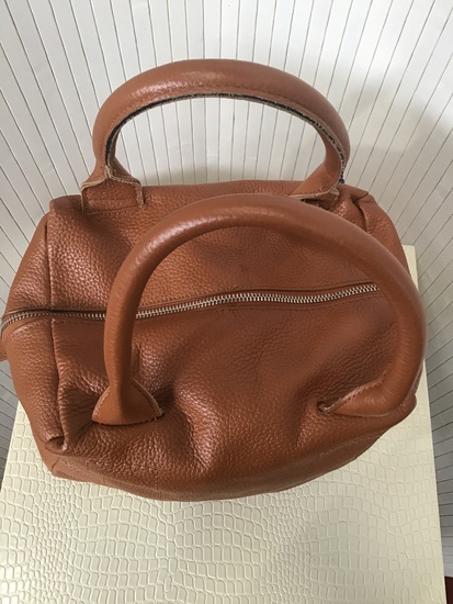 LAMARTHE sac a main cuir marron pleine fleur de vachette