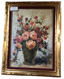 CANEPA NOEL hsp vase bouquet de fleurs cadre bois dore relief 68/88cm 