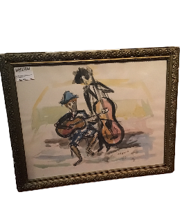 CRAVEN gouache les musiciens cadre stuck dore 76 x 59 cm