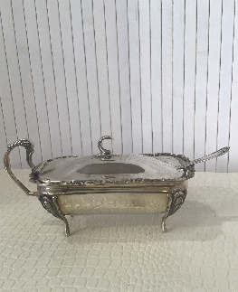 ARGENT 800 beurrier 1 anse avec cuillre 251 grammes