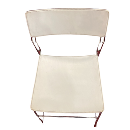 ARRBEN ITALY série de 6 chaises moderne cuir blanc et chrome