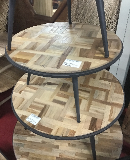 TABLE BASSE GIOGNE EN MARQQUETERIE TECK NATUREL PM