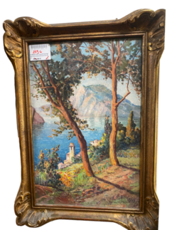 RAYMOND HENRY aquarelle paysage plan d eau encadrement dor 49 x 68 cm