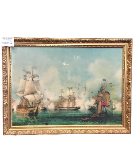 CADRE REPRO VOILIER ENCADREMENT DORE 59 X 79 CM