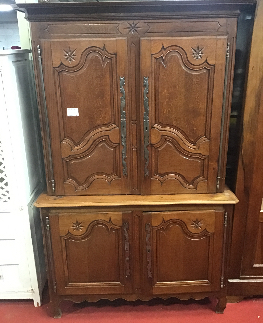 BUFFET ANCIEN CHENE 2 CORPS 2P + 2P DECOR ETOILE 137 X 58 X H 215 CM