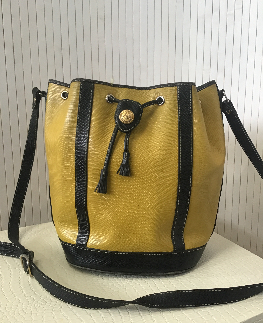 DIDIER LAMARTHE sac a main cuir jaune noir 