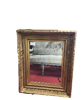 MIROIR ANCIEN ENCADREMENT DORE MOULURE 94 X 78 CM quelques manque