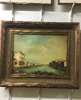 E.JACOB hst vue de venise ancienne cadre bois dore 46/56cm 