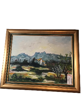 HST PAYSAGE PROVENCAL CADRE BOIS DORE 