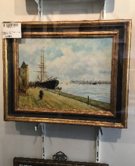 EUGENE JACQUET XX le port hsp sbg cadre dor 46 x 37 cm