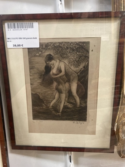 EMILE SULPIS 1856-1943 gravure etude de nu