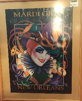 AFFICHE MARDI GRAS 1996 NOUVELLE ORLEANS  CADRE BOIS 82 X 101 CM