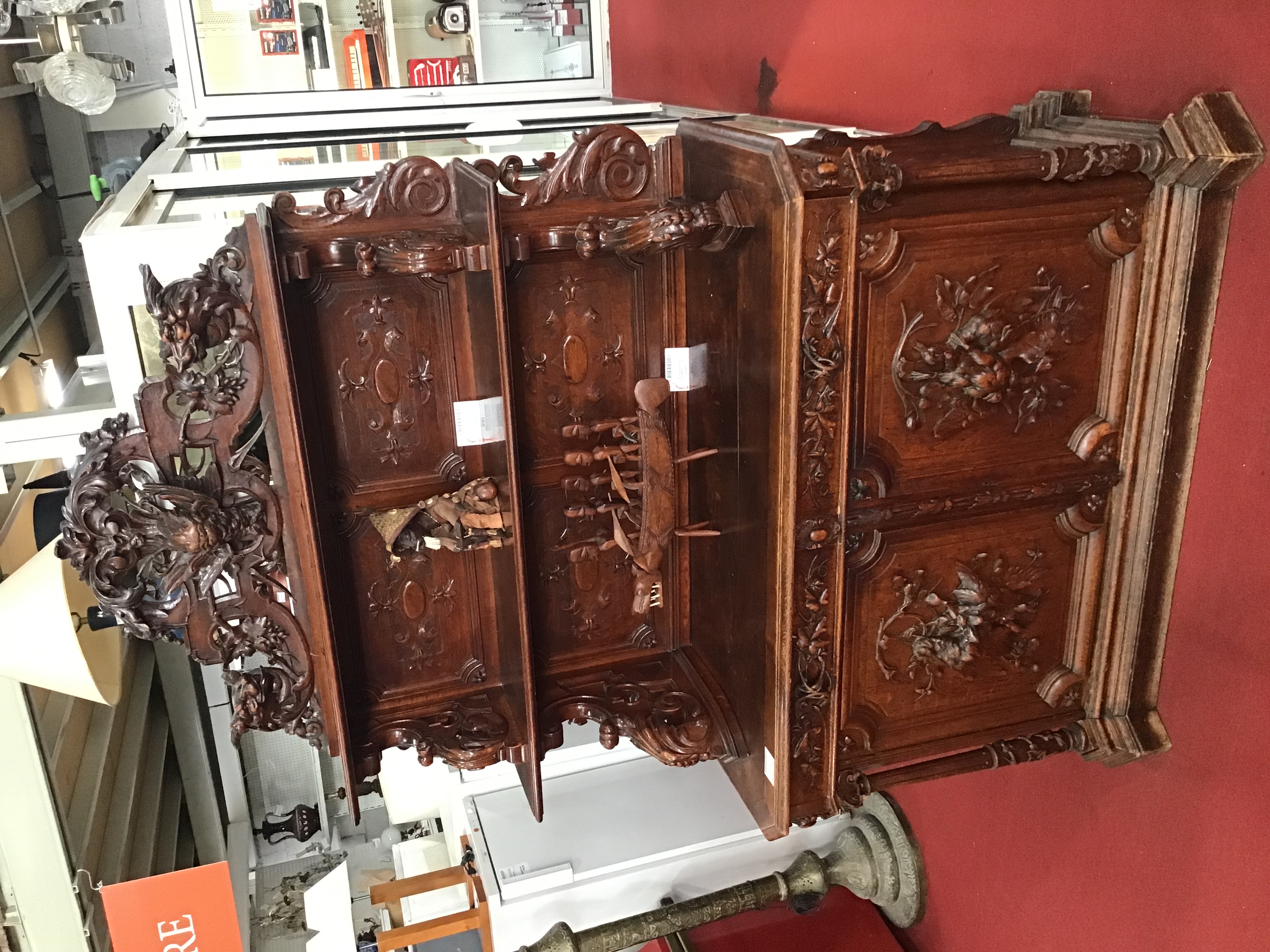 BUFFET DE CHASSE CHENE STYLE RENAISSANCE 2P + 2T 155 X 60 X H 238 CM