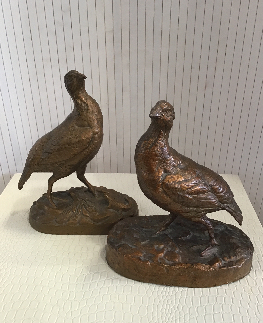 FAISAN BRONZE DORE HAUTEUR 22 CM