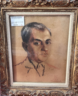  PORTRAIT HOMME DATE 1947 CADRE DORE 55 X 46 CM
