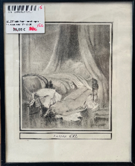 ABLETT cadre femme nue allong sur le dos cadre noir 31 x 25 cm