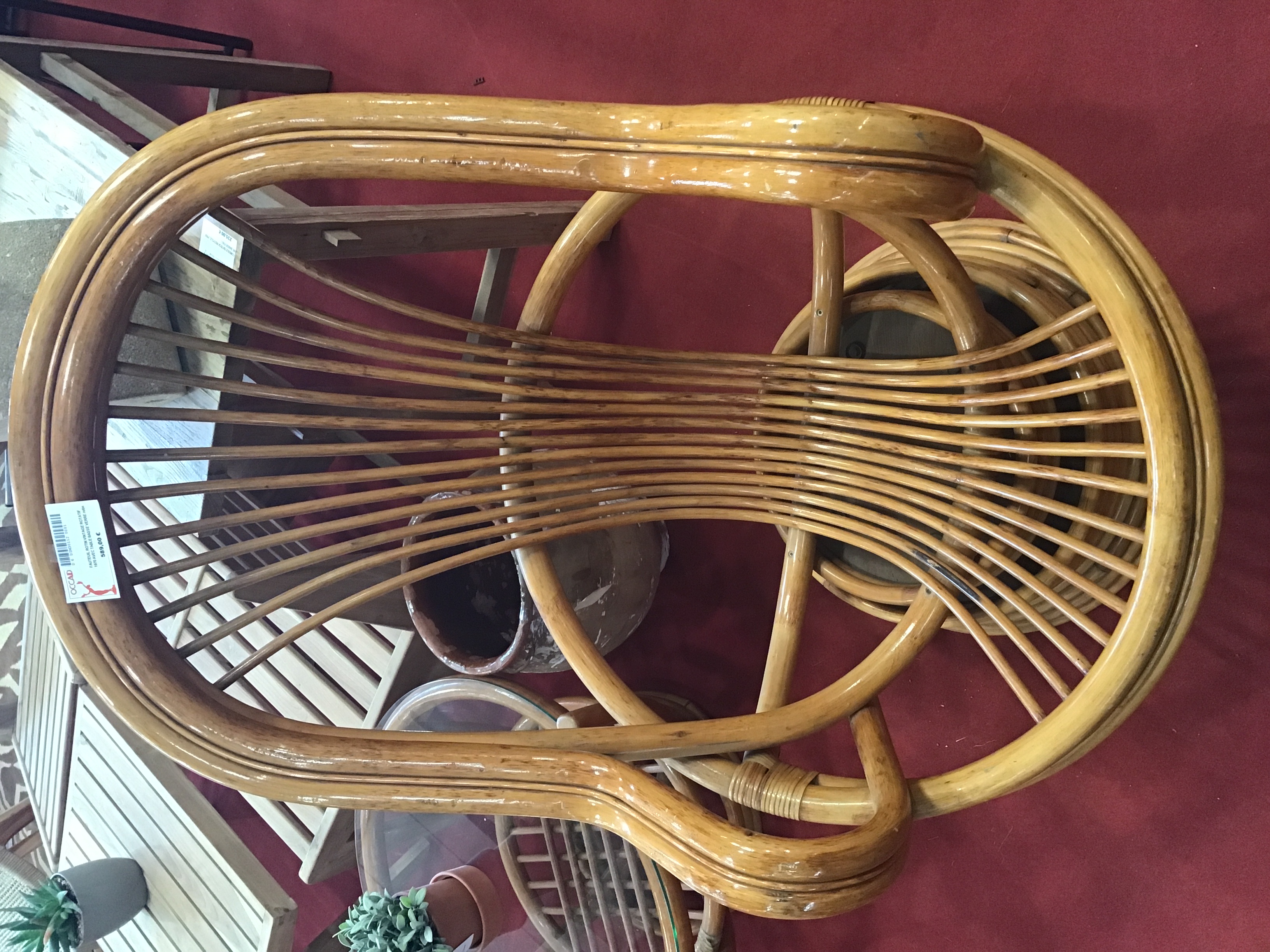 FAUTEUIL ROTIN VINTAGE ROTATIF 1970 