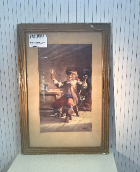 AQUARELLE - MOUSQUETAIRE A LA TAVERNE - SIGNE BAS DROITE 