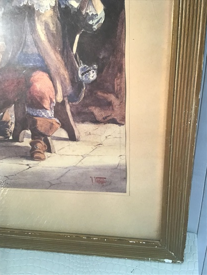 AQUARELLE - MOUSQUETAIRE A LA TAVERNE - SIGNE BAS DROITE 
