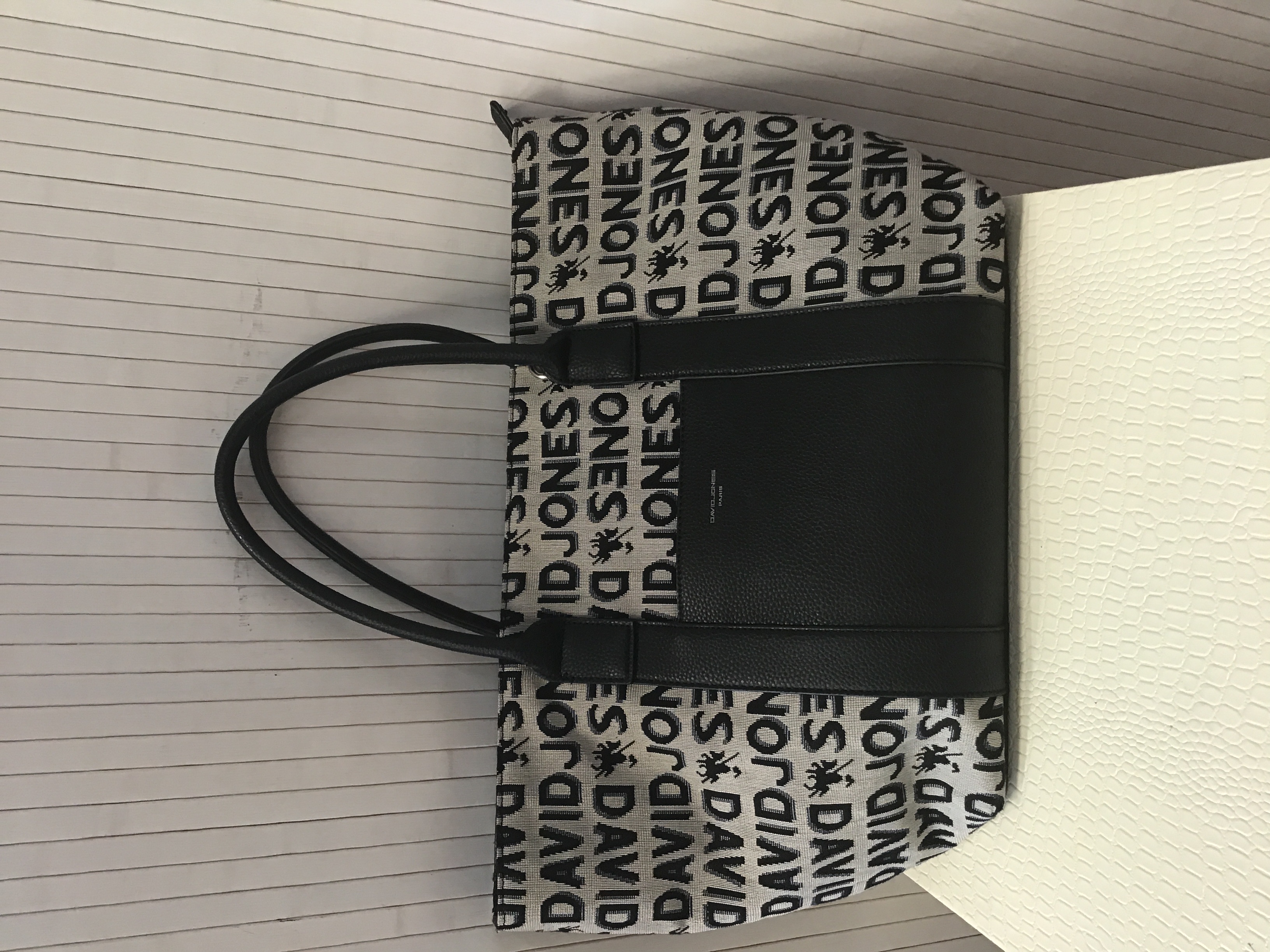 DAVID JONES sac a main toile gris