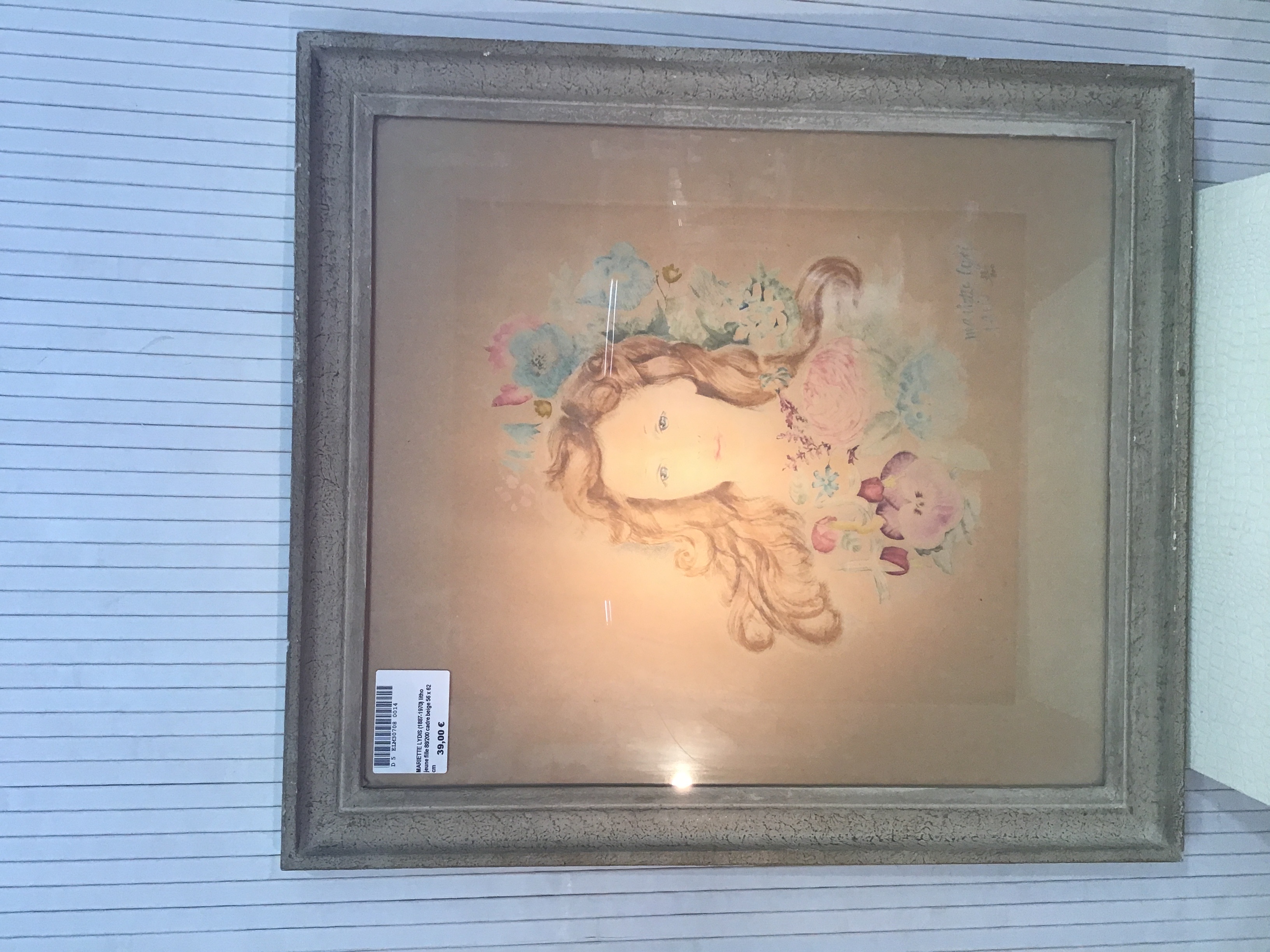 MARIETTE LYDIS (1887-1970) litho jeune fille 88/200 cadre beige 56 x 62 cm