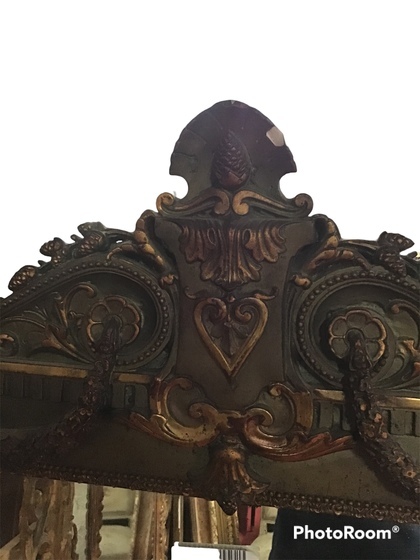 MIROIR DE CHEMINEE 1900 PLATRE DORE STYLE ART NOUVEAU 159 X 88 CM