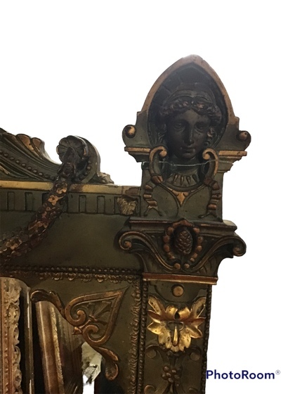 MIROIR DE CHEMINEE 1900 PLATRE DORE STYLE ART NOUVEAU 159 X 88 CM