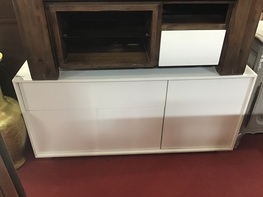 BAHUT LAQUE BLANC 3PORTES 1TIROIRS 42/115CM H70CM 