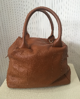 LAMARTHE sac a main cuir marron pleine fleur de vachette