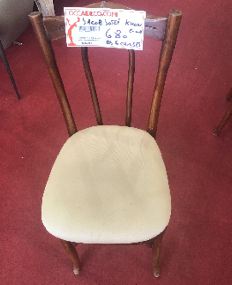 JACOB AND JOSEF KHON srie de 6 chaises bistrot assise tissu beige