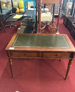 BUREAU STYLE LOUIS PHILLIPE 2T CUIR VERT 120/70CM H80CM 