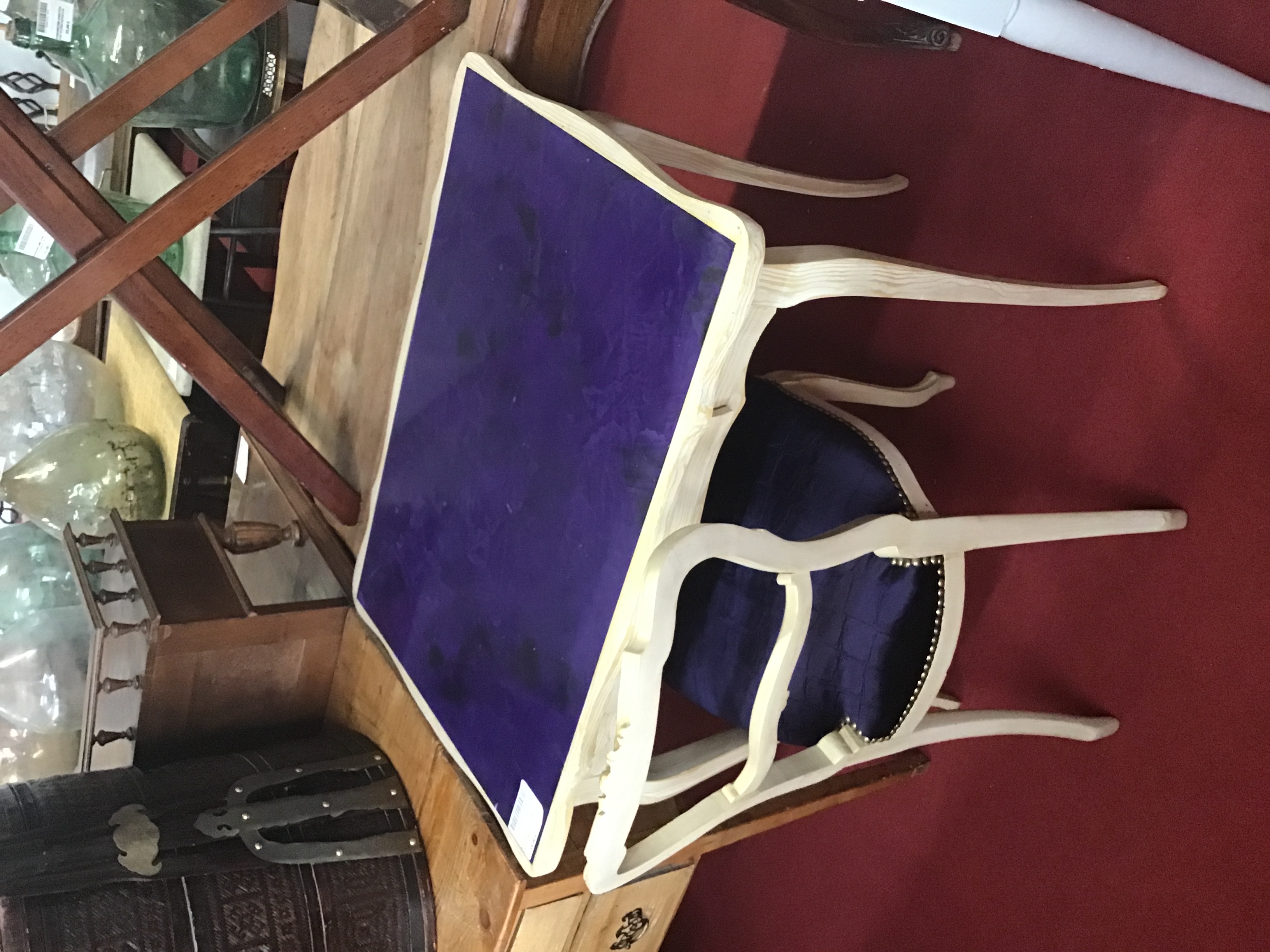 bureau pied galbe patine plateau mauve chaise assortie 