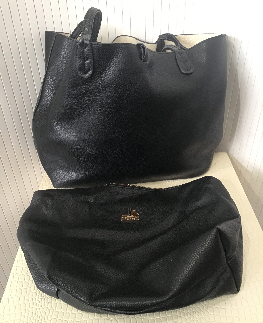 JEAN LOUIS SCHERRER sac a main + pochette simili cuir noir