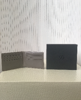 ST.DUPONT porte carte cuir gris tat neuf