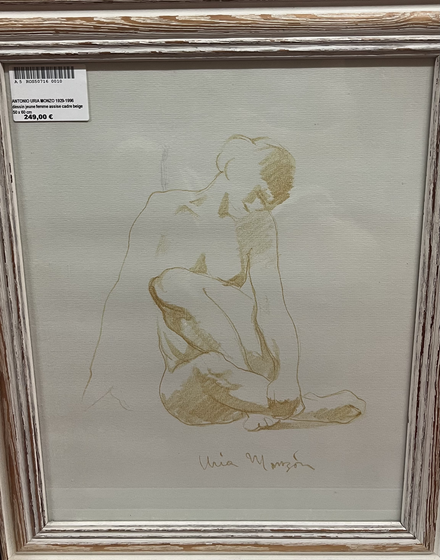 ANTONIO URIA MONZO 1929-1996 dssin jeune femme assise cadre beige 50 x 60 cm