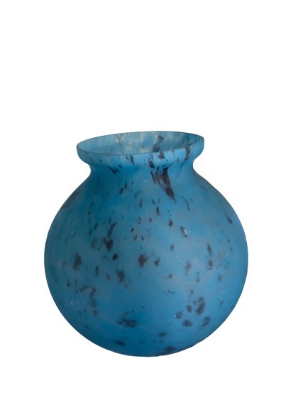 MADO vase pate de verre bleu tacheté hauteur 21.5 cm
