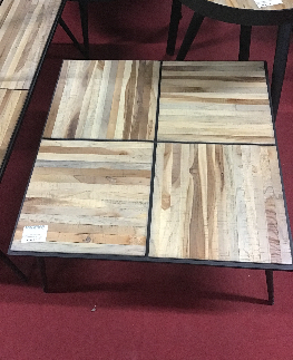 TABLE BASSE CARREE TECK RECYCLE MARQUETERIE