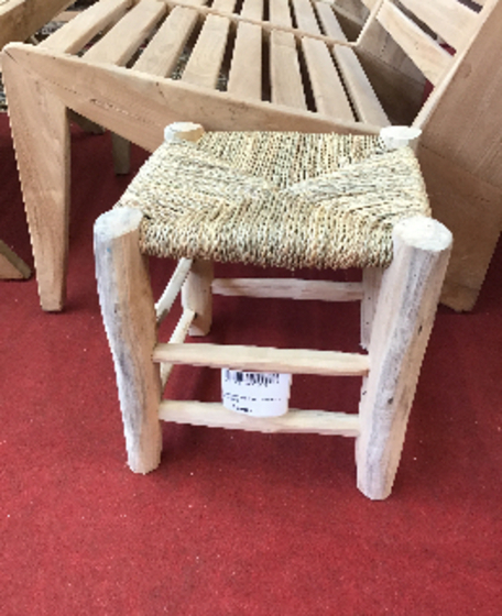 TABOURET BAS TECK NATUREL PAILLE PRIX FIXE NE BAISSE PAS 