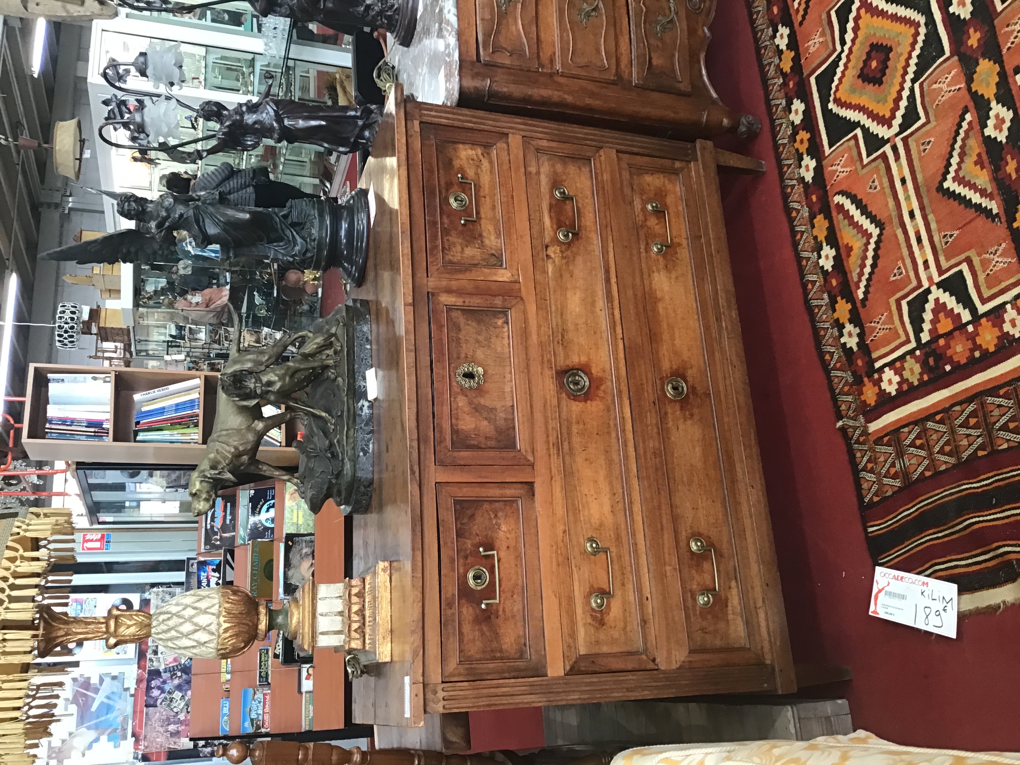 COMMODE NOYER DIRECTOIRE 5 TIROIRS ANCIENNE 134 X 63 X H 99 CM