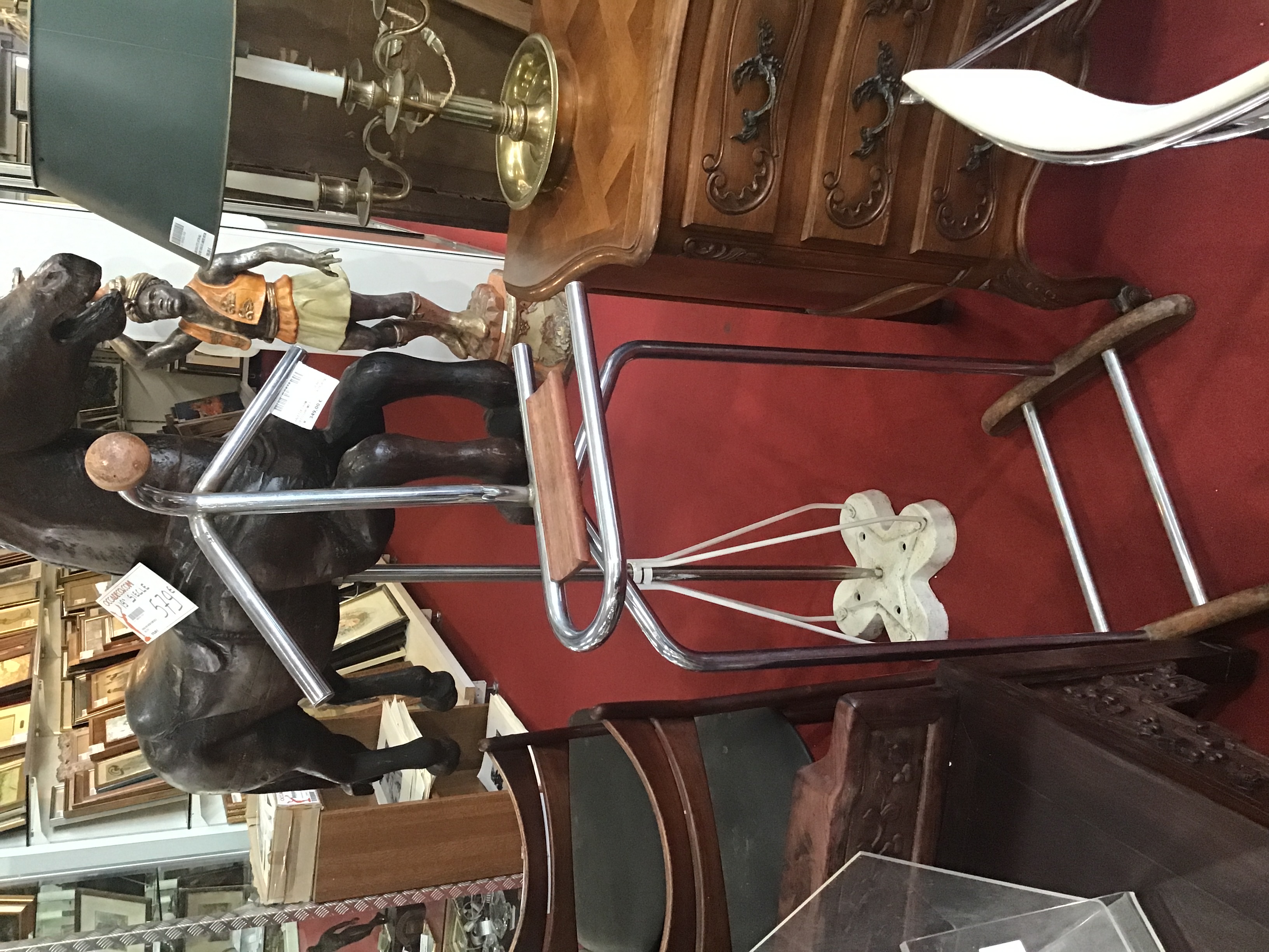 VALET DE CHAMBRE VINATGE ART DECO CHROME ET BOIS HAUTEUR 150 CM