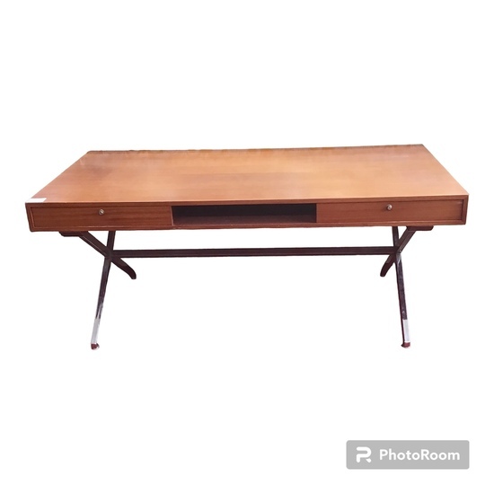 PIERRE GUARICHE (1926-1995) bureau dit PRESIDENT 1966 90/180CM H75CM 