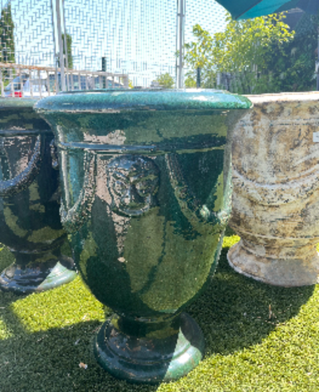 AIX POTERIE JARRE COL CERAM VERT H60CM DIAM33CM