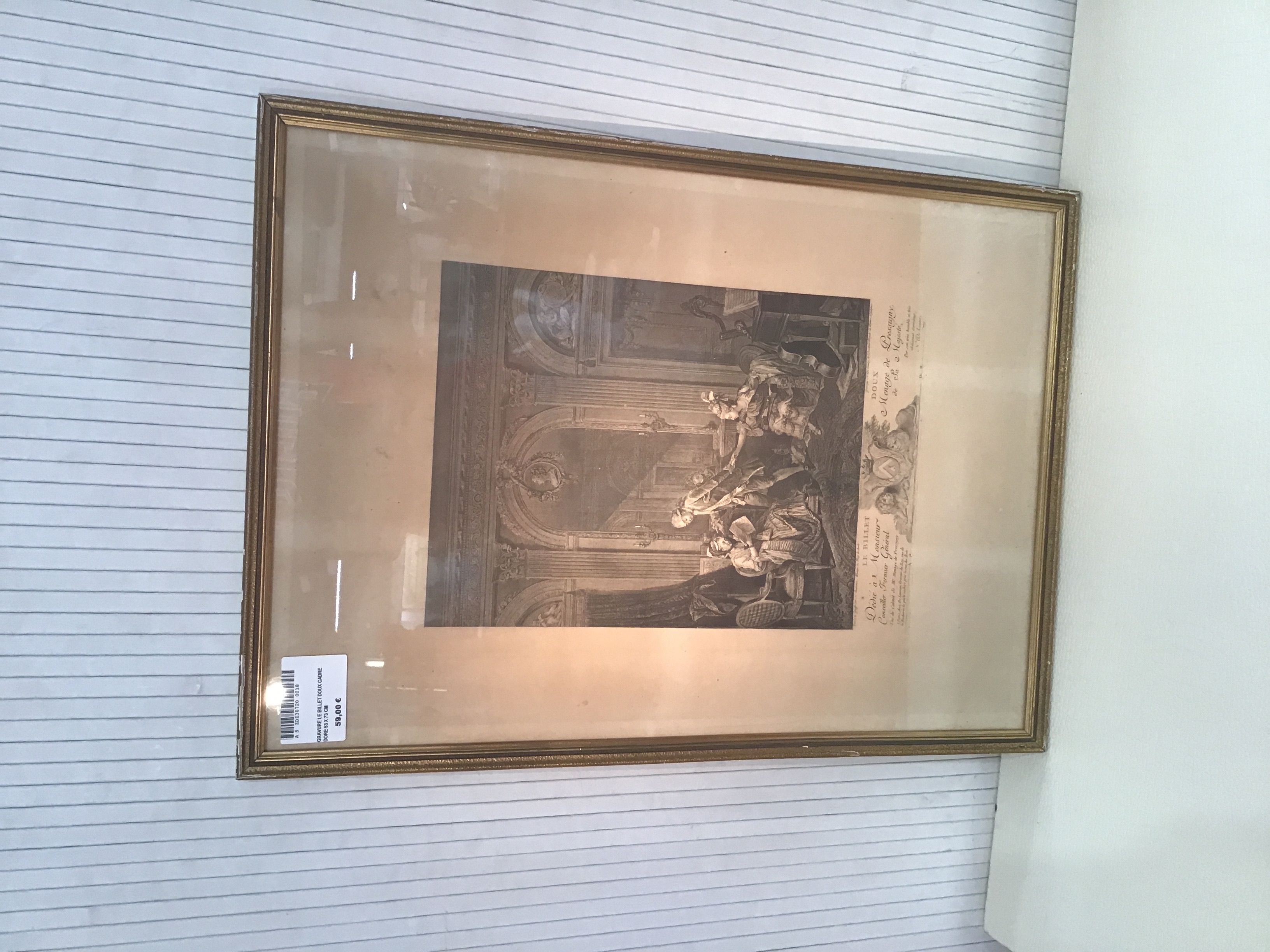 GRAVURE LE BILLET DOUX CADRE DORE 53 X 73 CM
